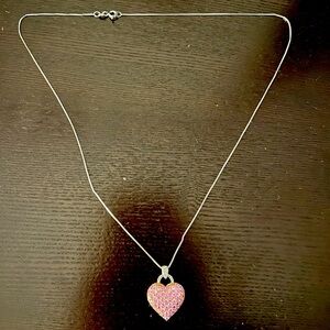 Macys Pink Sapphire and diamond accent heart pendant necklace in sterling silver
